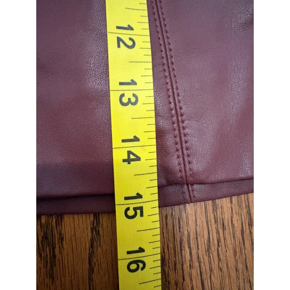 Free People Modern Femme Vegan Leather Mini Skirt Burgundy Wine Button Front 0